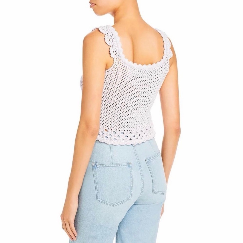 AQUA Womens White Crochet Cotton Eyelet Tank Top - Picture 2 of 6